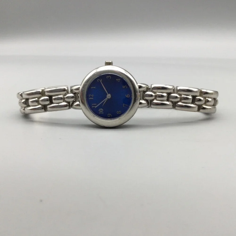 Merona Womens Watch 23mm Blue Dial Silver Tone Bracelet Classic New Battery 7